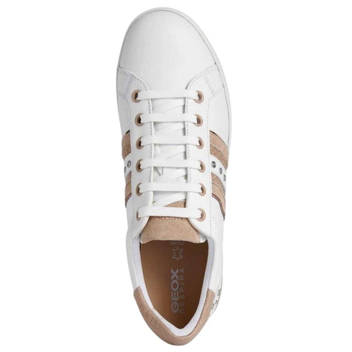 White-Pale Skin - Lifestyle - Geox Womens-Ladies Jaysen Leather Flat Trainers