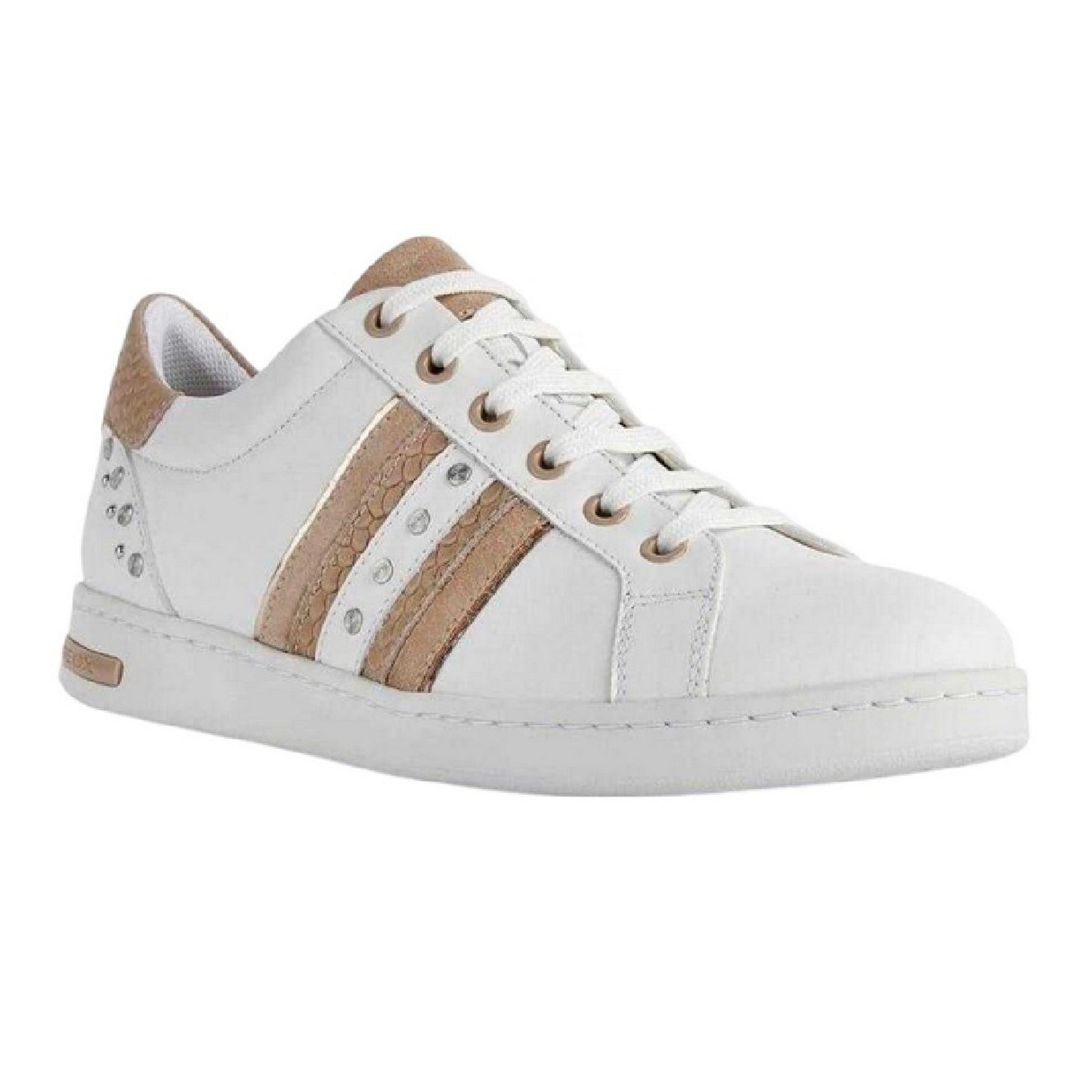 White-Pale Skin - Front - Geox Womens-Ladies Jaysen Leather Flat Trainers