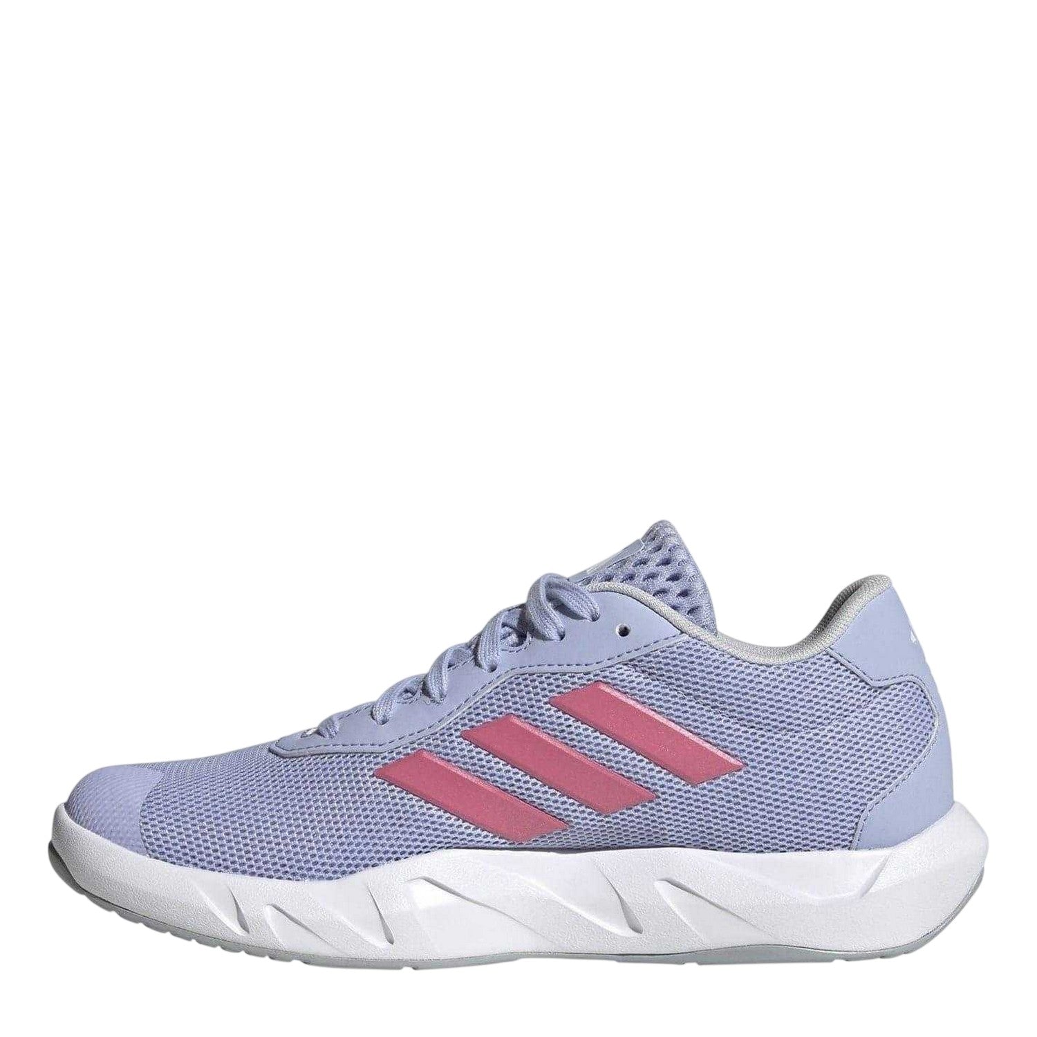 Violet - Side - Adidas Womens-Ladies Amplimove 3 Stripes Lace Up Flat Trainers