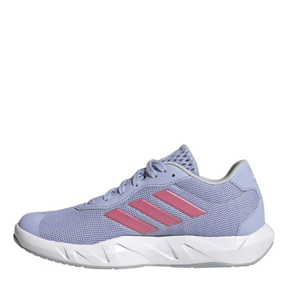 Violet - Side - Adidas Womens-Ladies Amplimove 3 Stripes Lace Up Flat Trainers