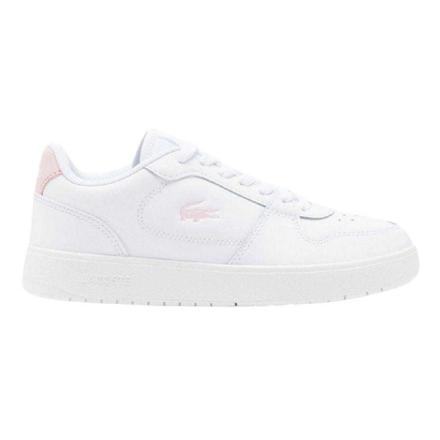 White-Pink - Front - Lacoste Womens-Ladies The Court Ace Leather Flat Trainers