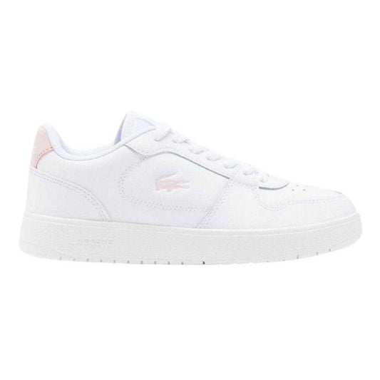 White-Pink - Front - Lacoste Womens-Ladies The Court Ace Leather Flat Trainers