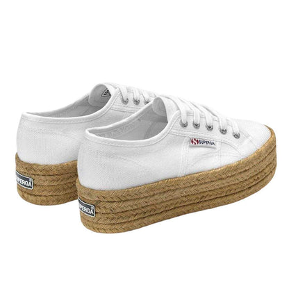 White - Back - Superga Womens-Ladies 2790 Rope Platform Trainers