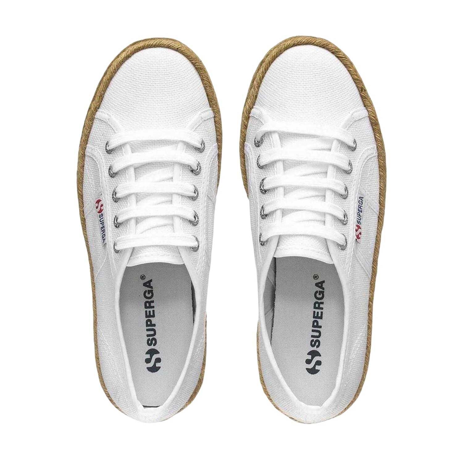 White - Lifestyle - Superga Womens-Ladies 2790 Rope Platform Trainers