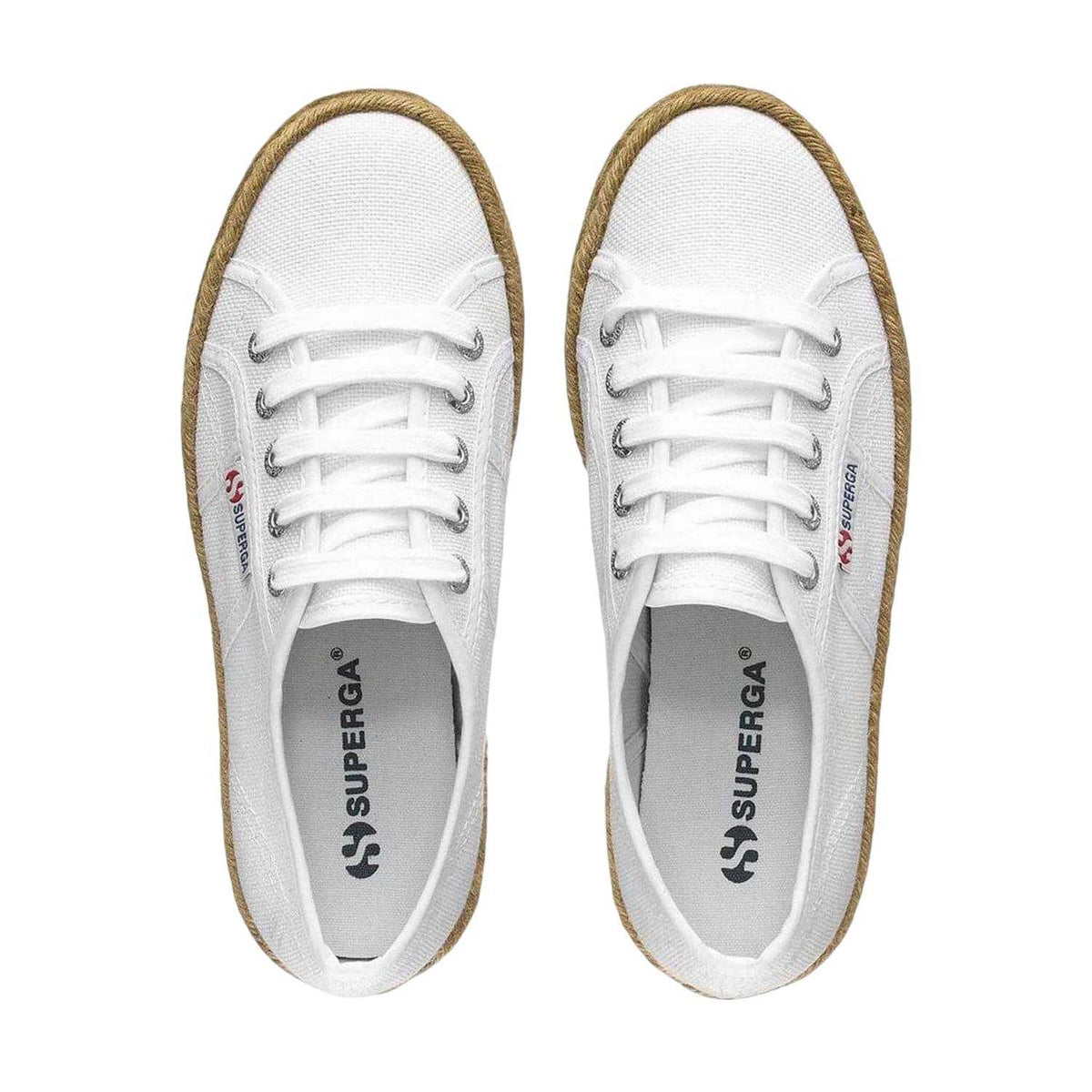 White - Lifestyle - Superga Womens-Ladies 2790 Rope Platform Trainers
