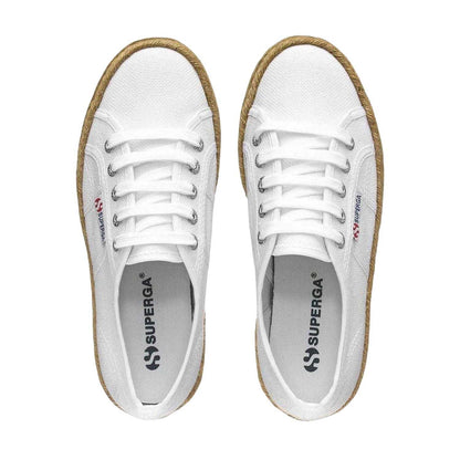 White - Lifestyle - Superga Womens-Ladies 2790 Rope Platform Trainers