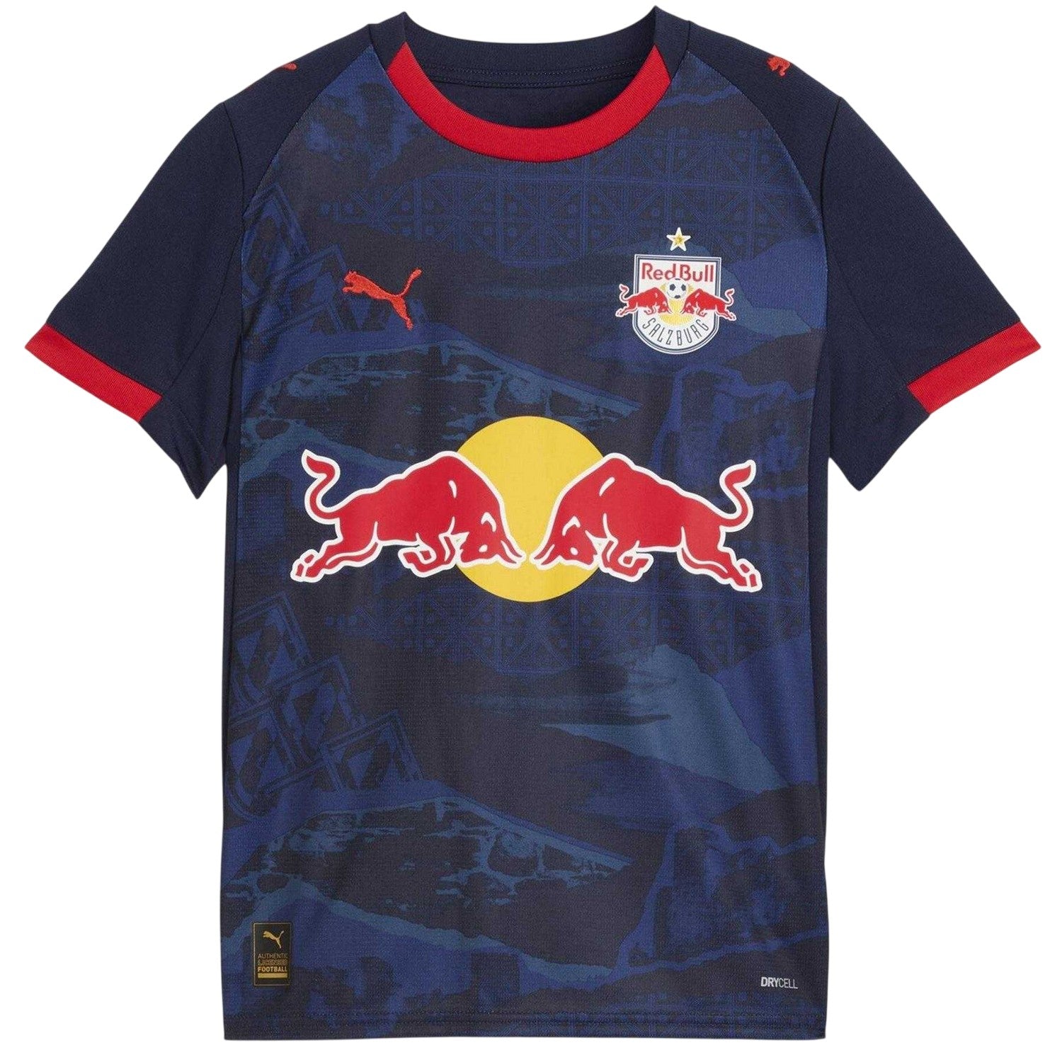 Navy-Red - Front - FC Red Bull Salzberg Childrens-Kids Puma Away Shirt