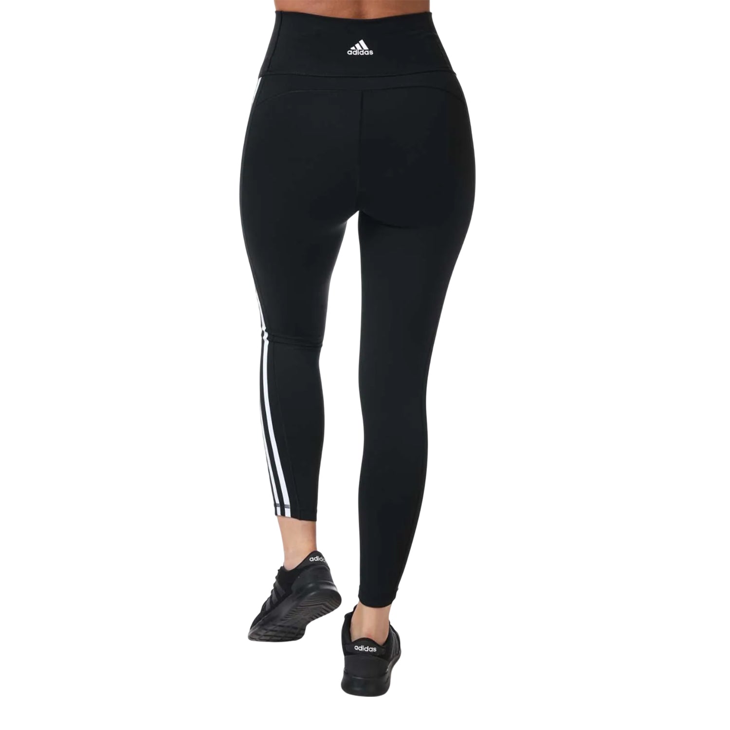 Black-White - Back - Adidas Womens-Ladies Believe This 2.0 Striped 7-8 Tights