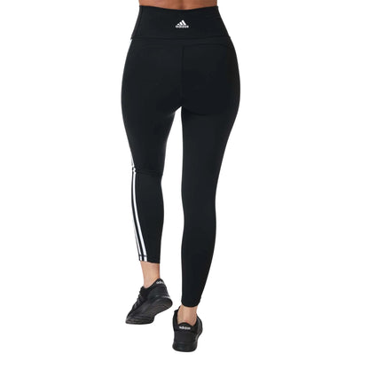 Black-White - Back - Adidas Womens-Ladies Believe This 2.0 Striped 7-8 Tights