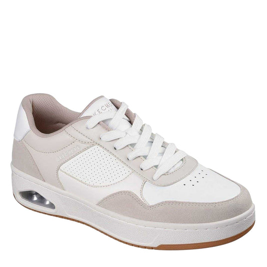 White - Front - Skechers Mens Uno Suede Skech-Air Flat Trainers