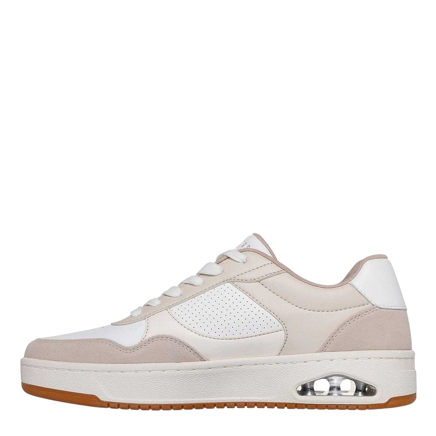 White - Side - Skechers Mens Uno Suede Skech-Air Flat Trainers