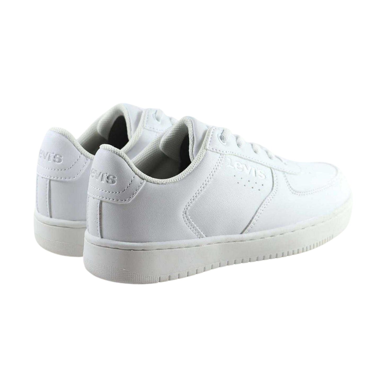 White - Back - Levis Childrens-Kids Union Leather Trainers