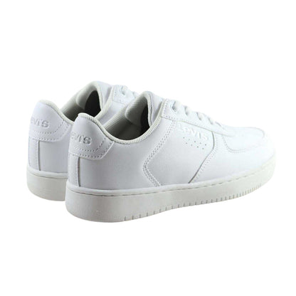 White - Back - Levis Childrens-Kids Union Leather Trainers