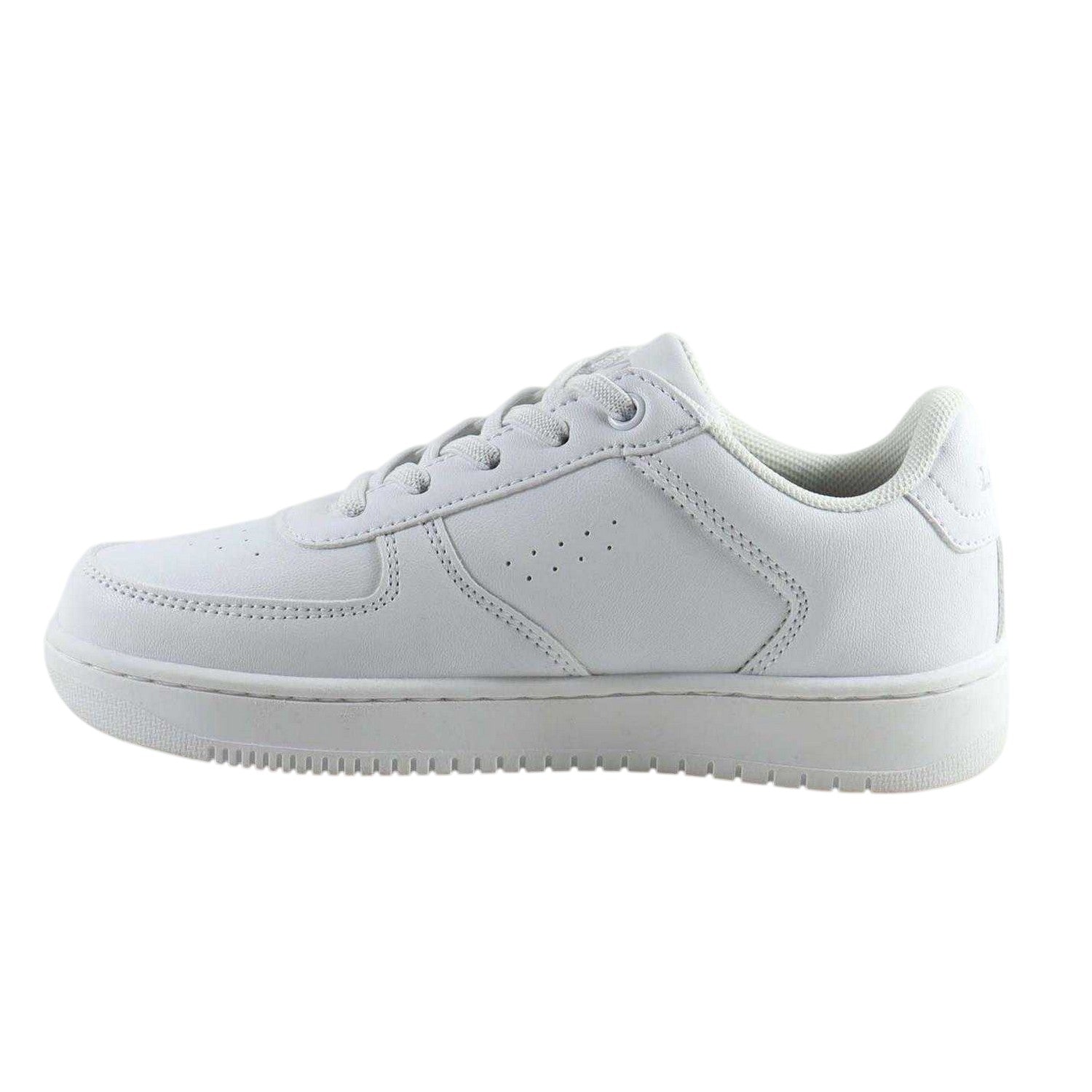White - Side - Levis Childrens-Kids Union Leather Trainers