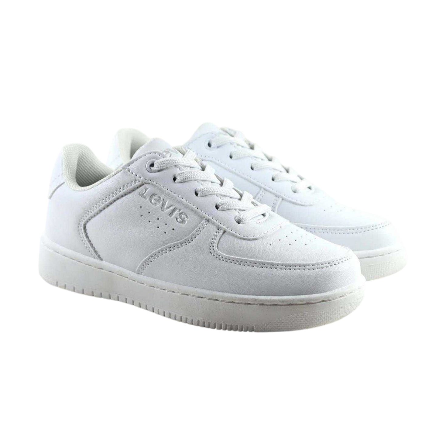White - Lifestyle - Levis Childrens-Kids Union Leather Trainers