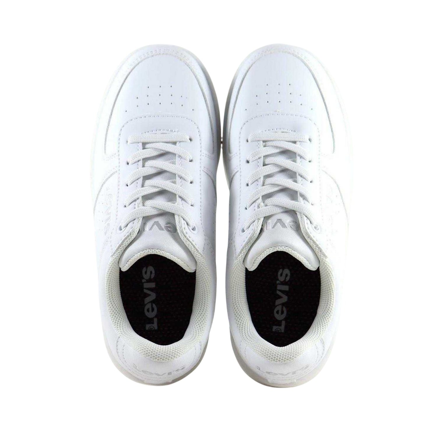 White - Pack Shot - Levis Childrens-Kids Union Leather Trainers