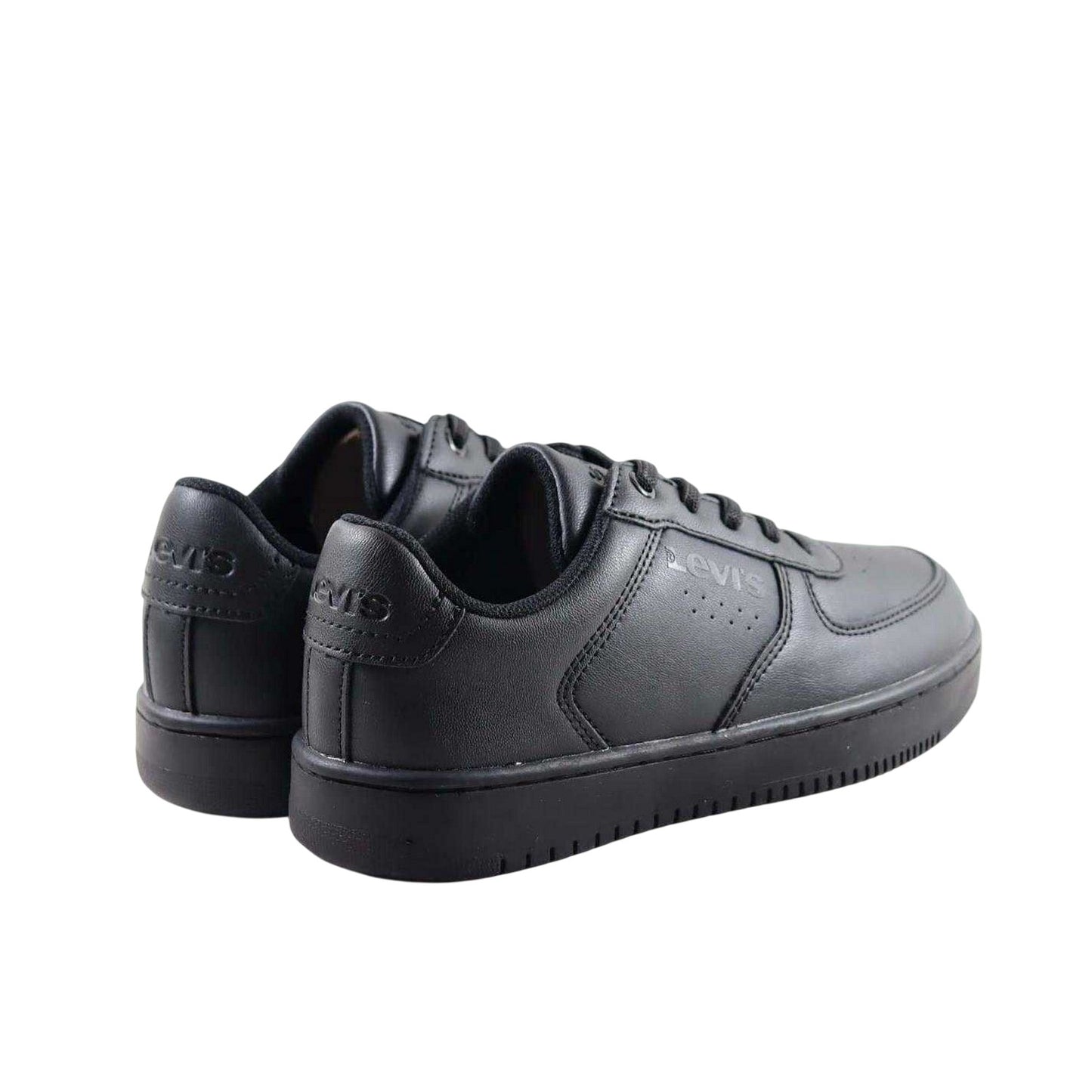 Black - Back - Levis Childrens-Kids Union Leather Trainers