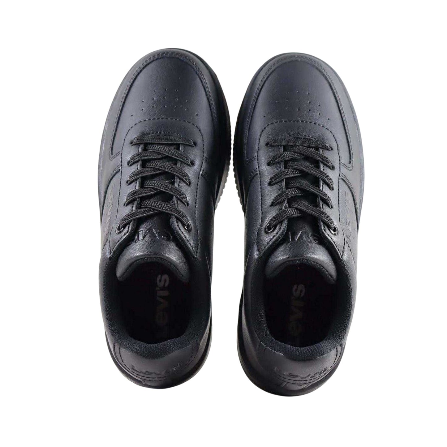 Black - Pack Shot - Levis Childrens-Kids Union Leather Trainers