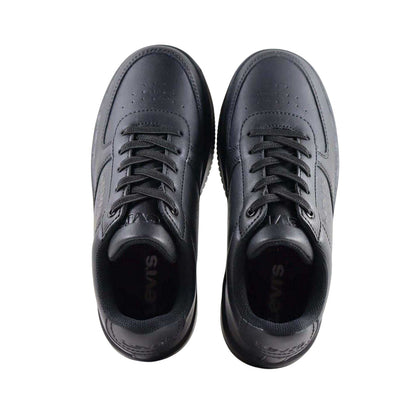 Black - Pack Shot - Levis Childrens-Kids Union Leather Trainers