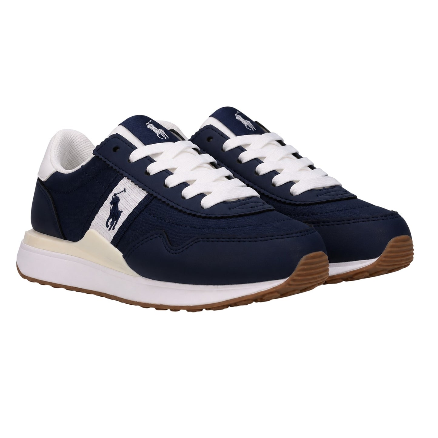 Navy-White - Back - Ralph Lauren Childrens-Kids 89 Suede Flat Trainers