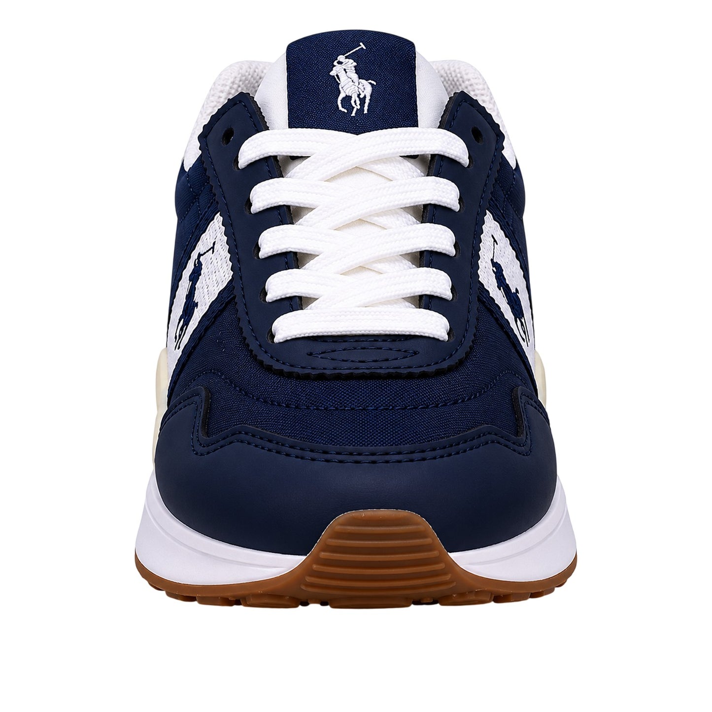 Navy-White - Side - Ralph Lauren Childrens-Kids 89 Suede Flat Trainers