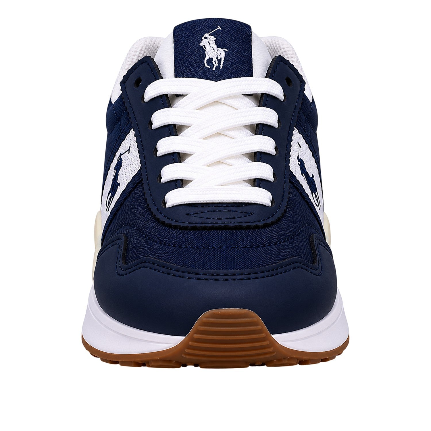 Navy-White - Side - Ralph Lauren Childrens-Kids 89 Suede Flat Trainers