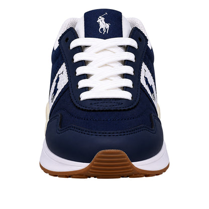 Navy-White - Side - Ralph Lauren Childrens-Kids 89 Suede Flat Trainers