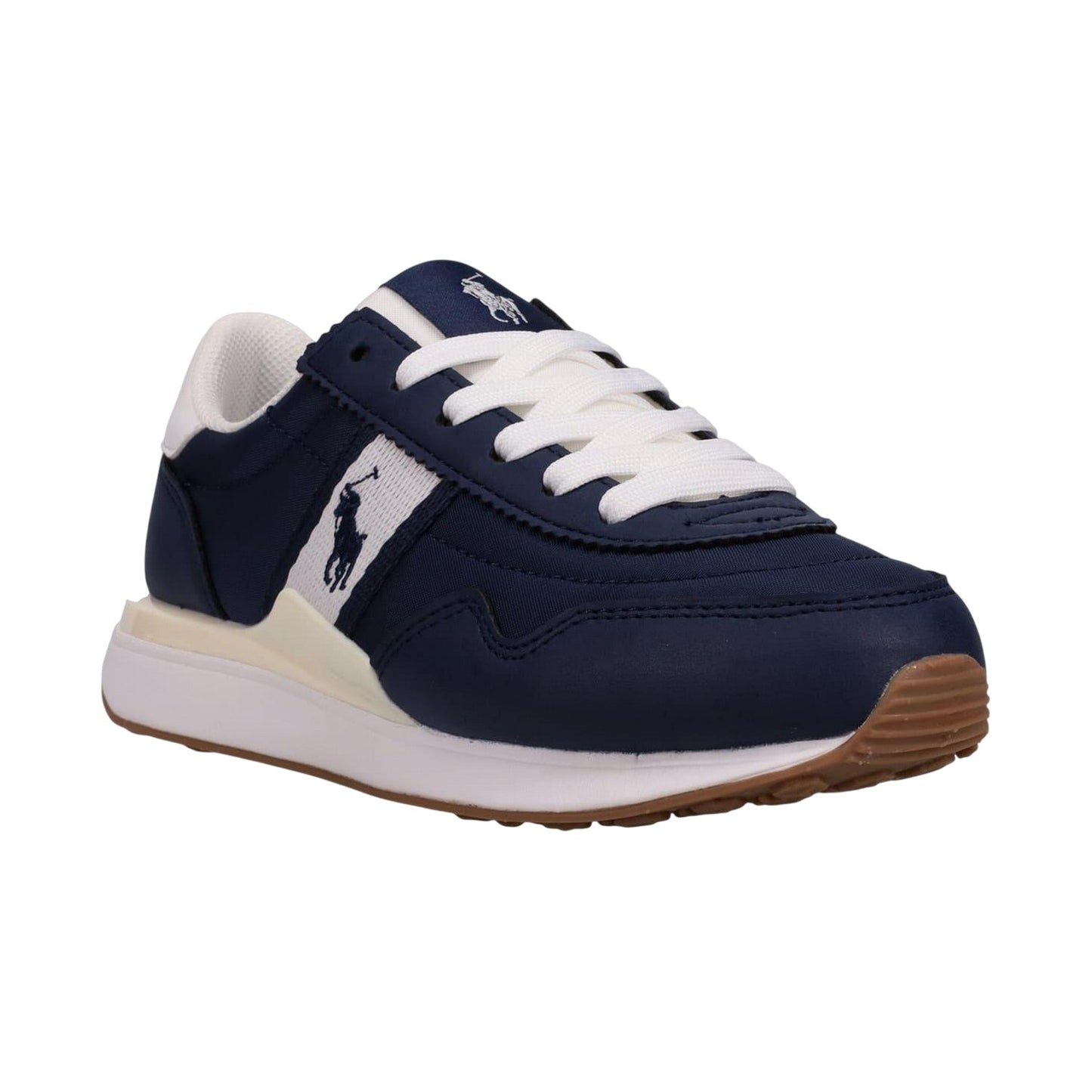 Navy-White - Front - Ralph Lauren Childrens-Kids 89 Suede Flat Trainers
