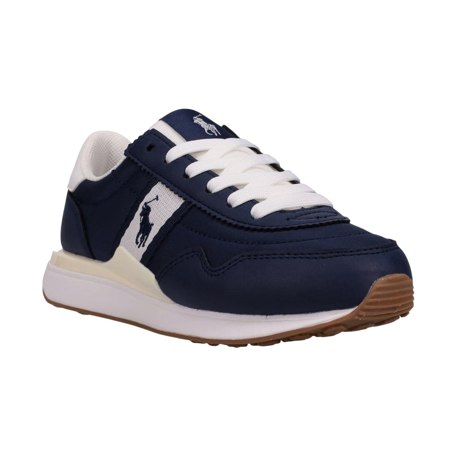 Navy-White - Front - Ralph Lauren Childrens-Kids 89 Suede Flat Trainers