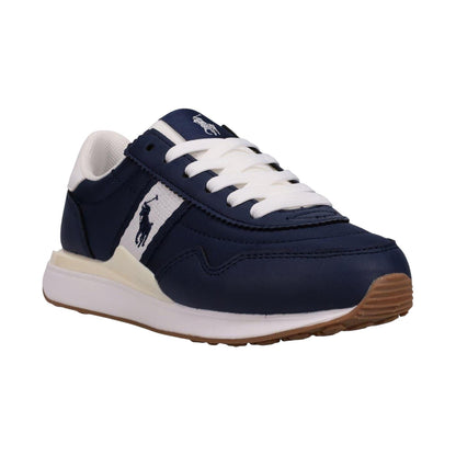 Navy-White - Front - Ralph Lauren Childrens-Kids 89 Suede Flat Trainers