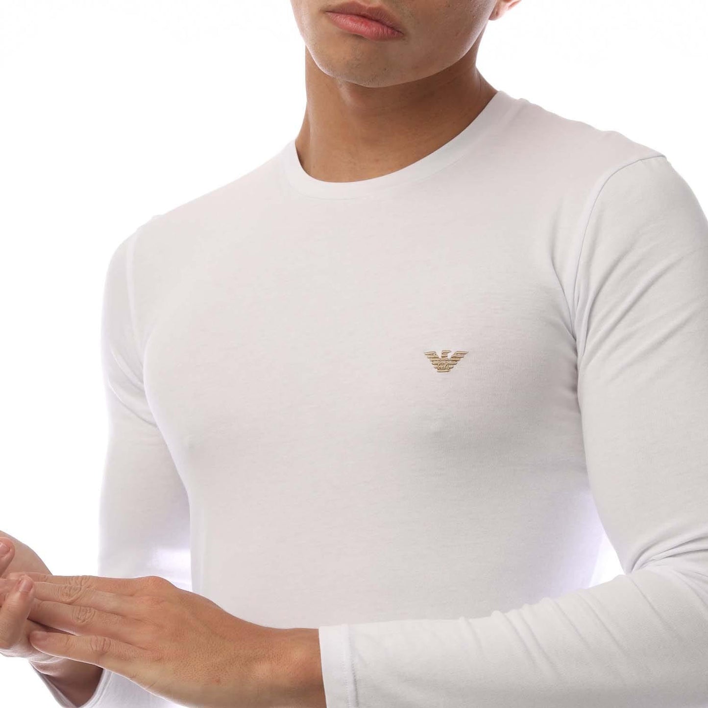 White - Side - Emporio Armani Mens Slim Long-Sleeved T-Shirt