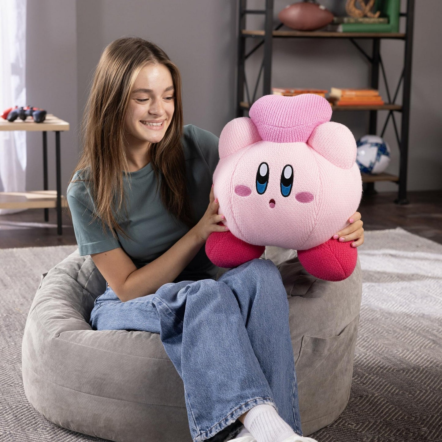 Pink - Back - Kirby Heart Knitted Plush Toy