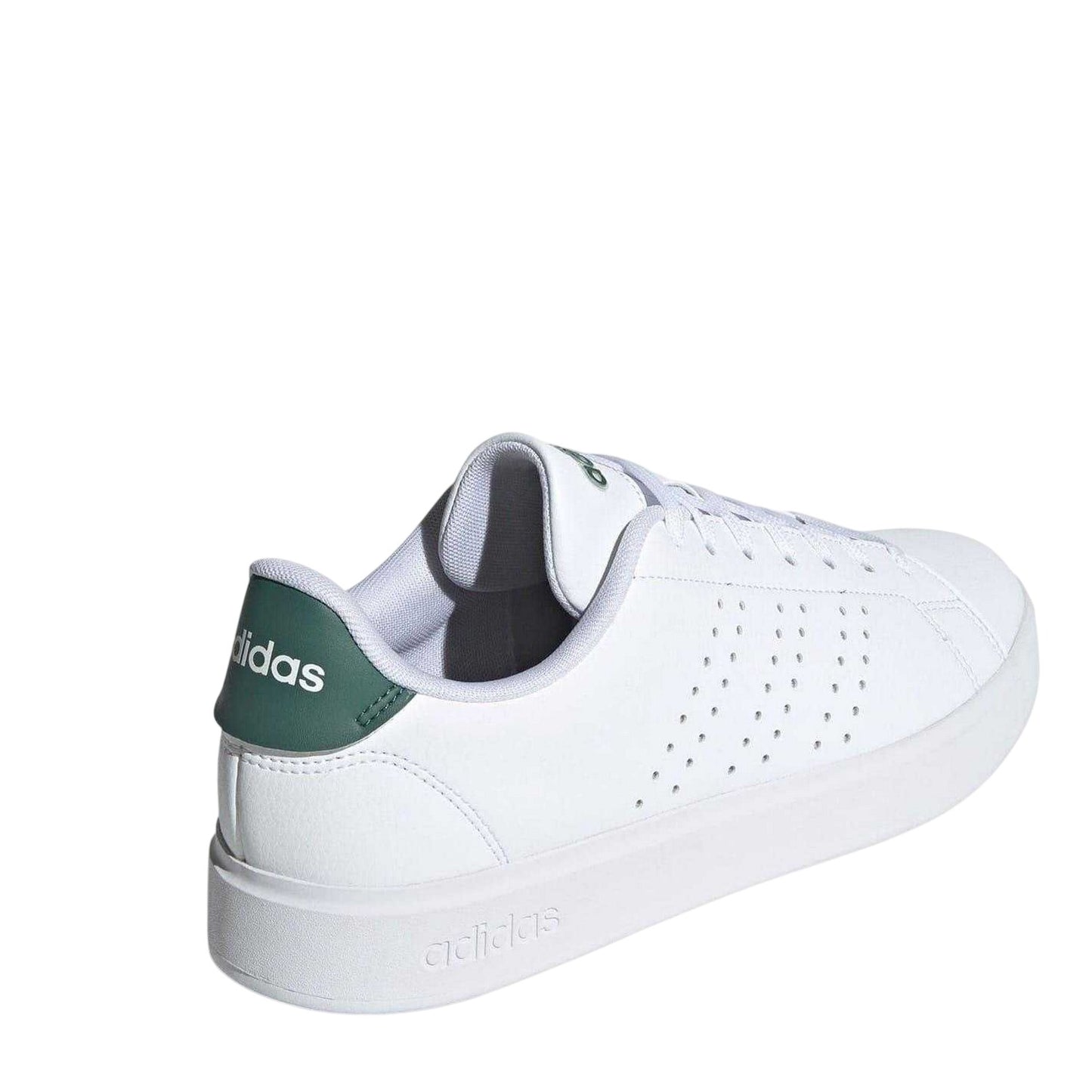 White-Green - Back - Adidas Mens Advantage Perforated Trainers