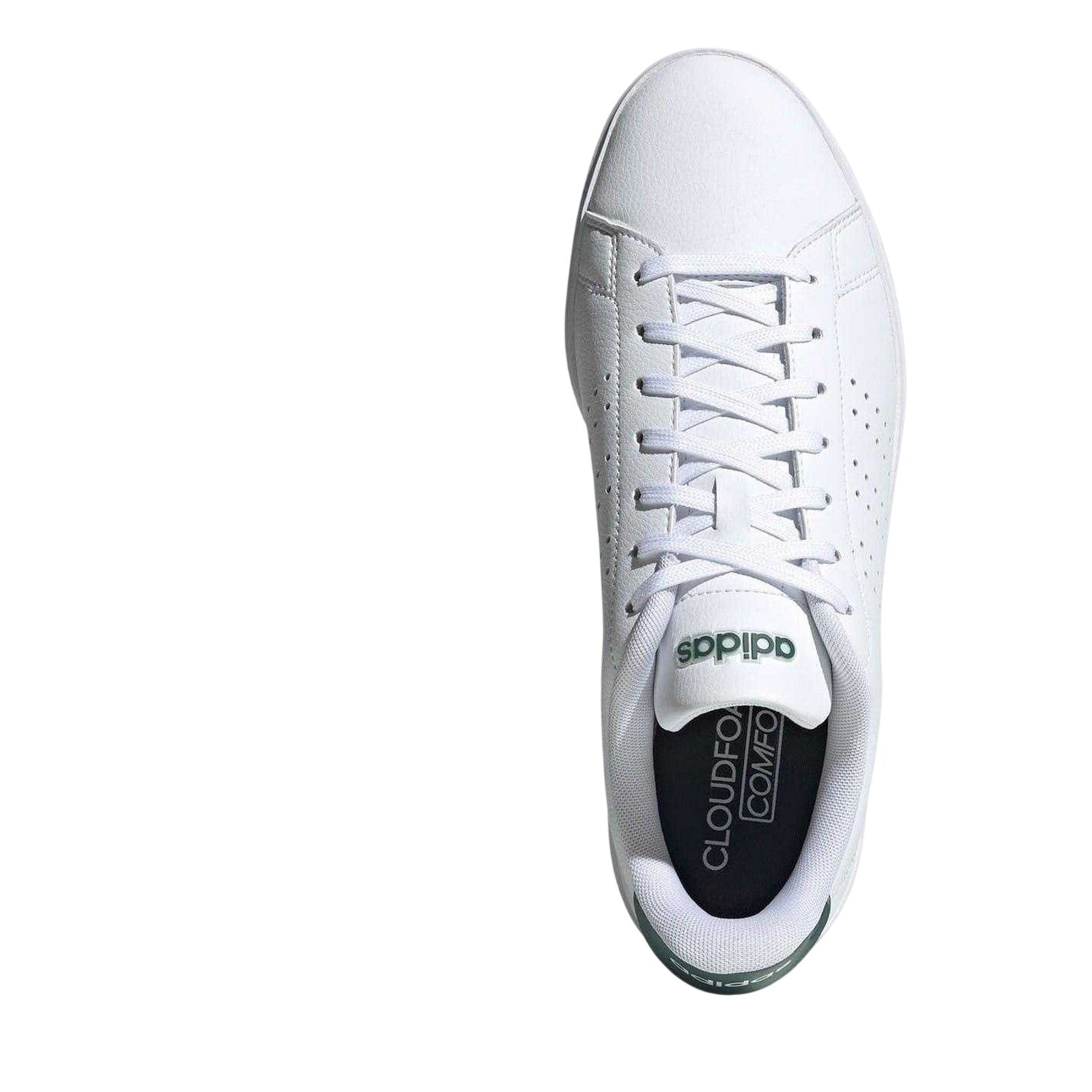 White-Green - Pack Shot - Adidas Mens Advantage Perforated Trainers