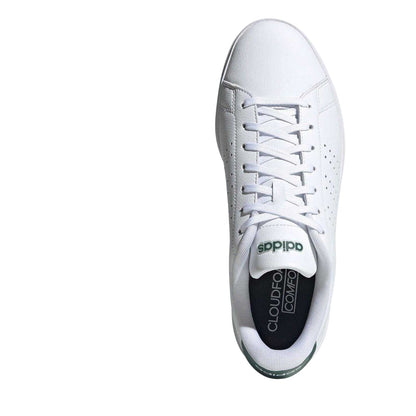 White-Green - Pack Shot - Adidas Mens Advantage Perforated Trainers