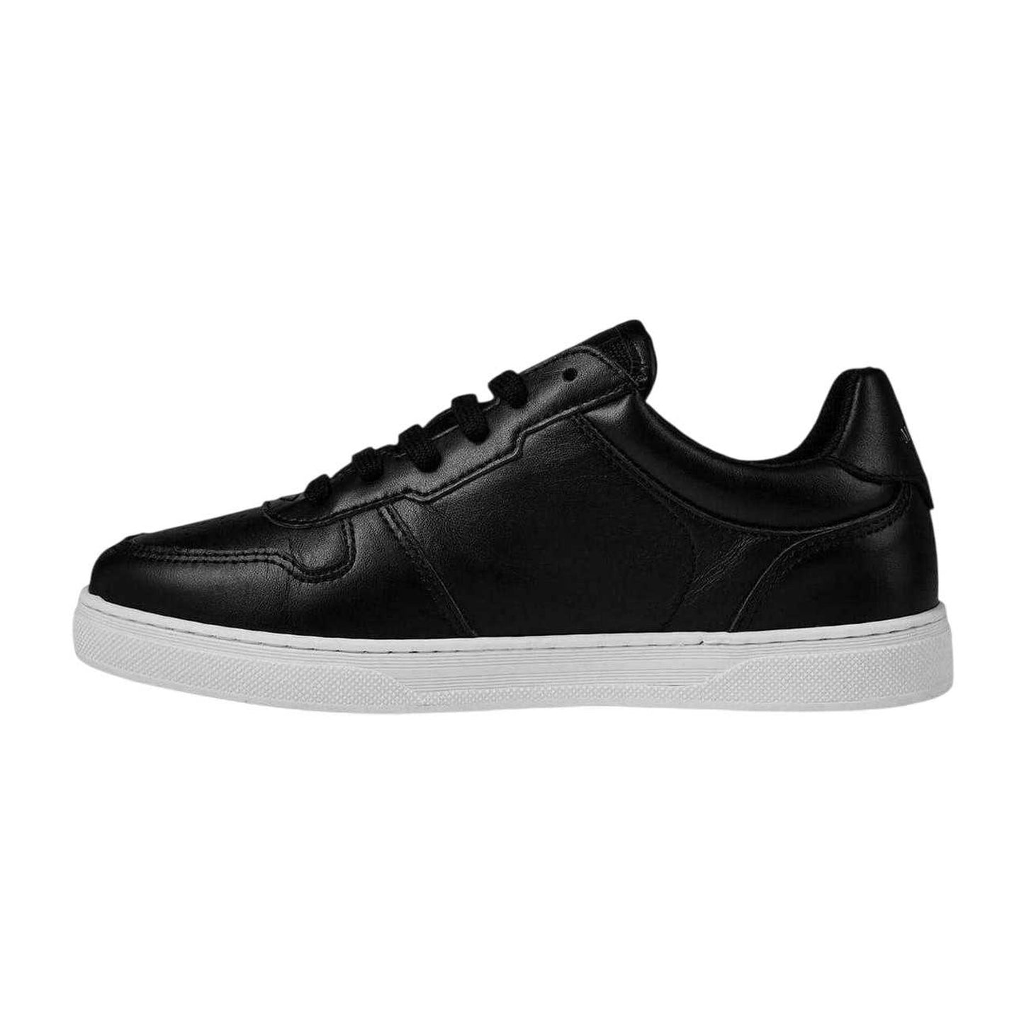 Black - Side - Mallet Childrens-Kids Leather Flat Trainers