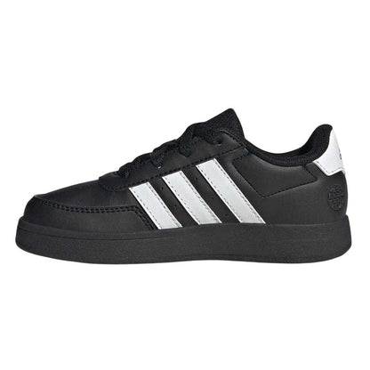 Black-Snow - Side - Adidas Childrens-Kids Breaknet 2.0 Flat Trainers