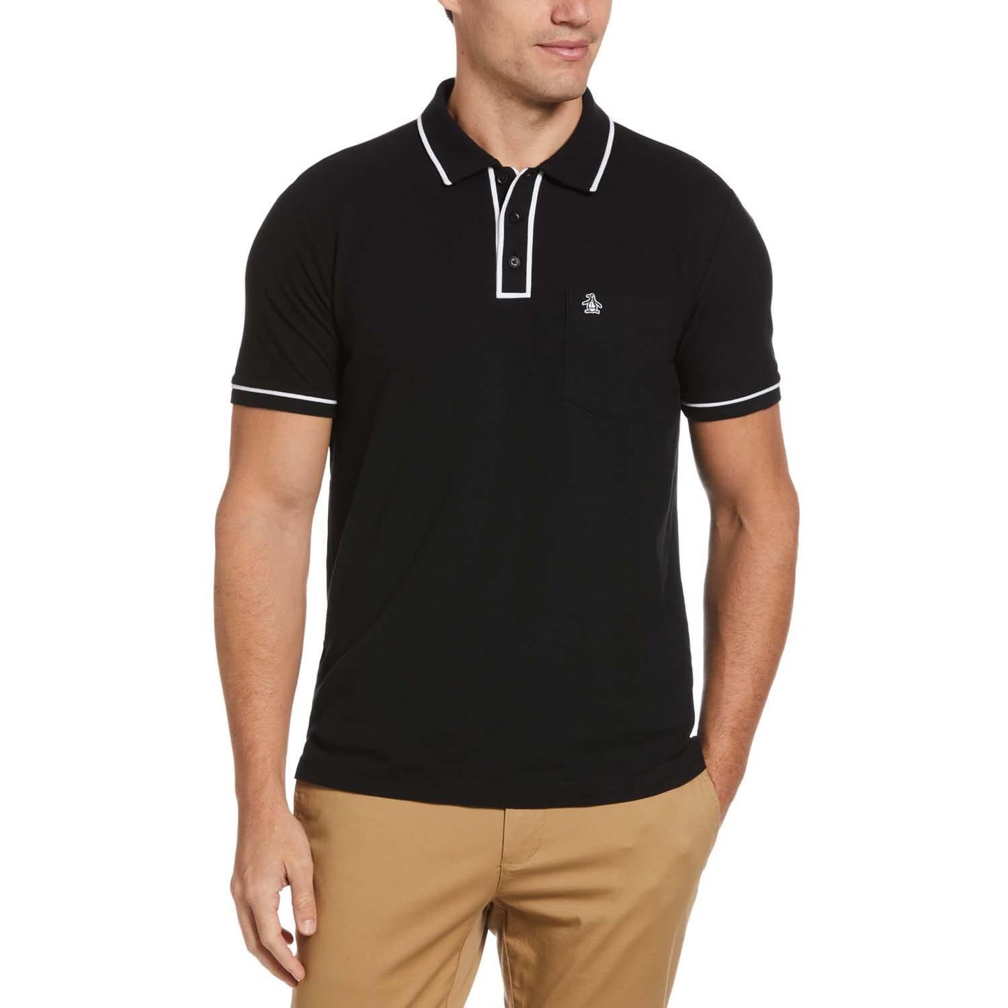 Black - Front - Original Penguin Mens Earl Cotton Pique Polo Shirt