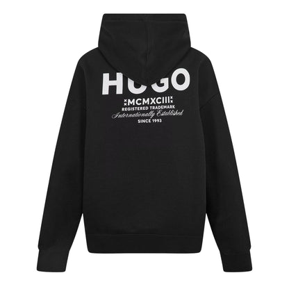 Black - Back - Hugo Mens Logo Cotton Overhead Relaxed Fit Hoodie