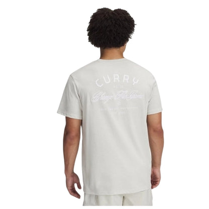 White - Back - Under Armour Mens Curry Logo Regular T-Shirt