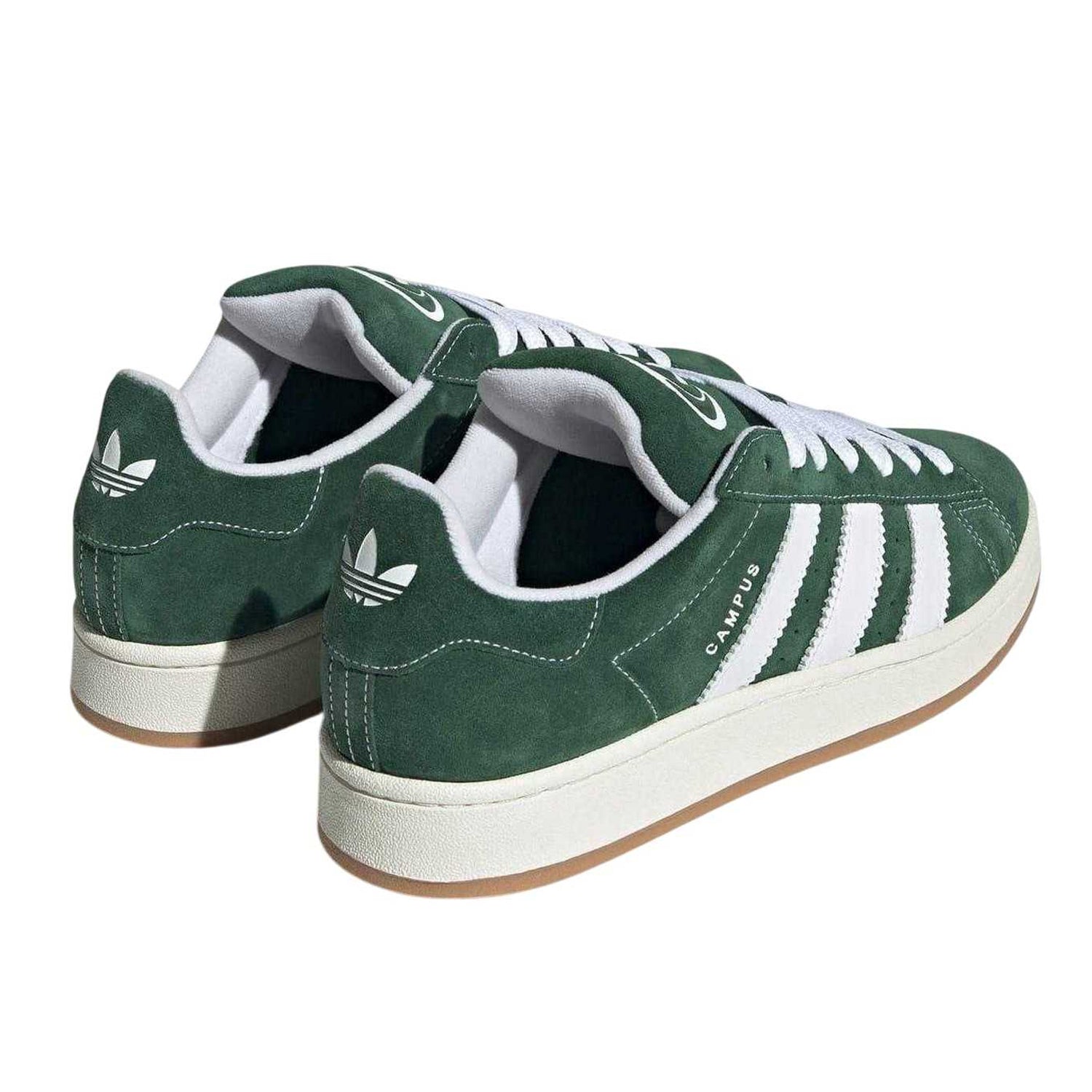 Dark Green-White - Back - Adidas Unisex Adult Campus 00s Leather Flat Trainers