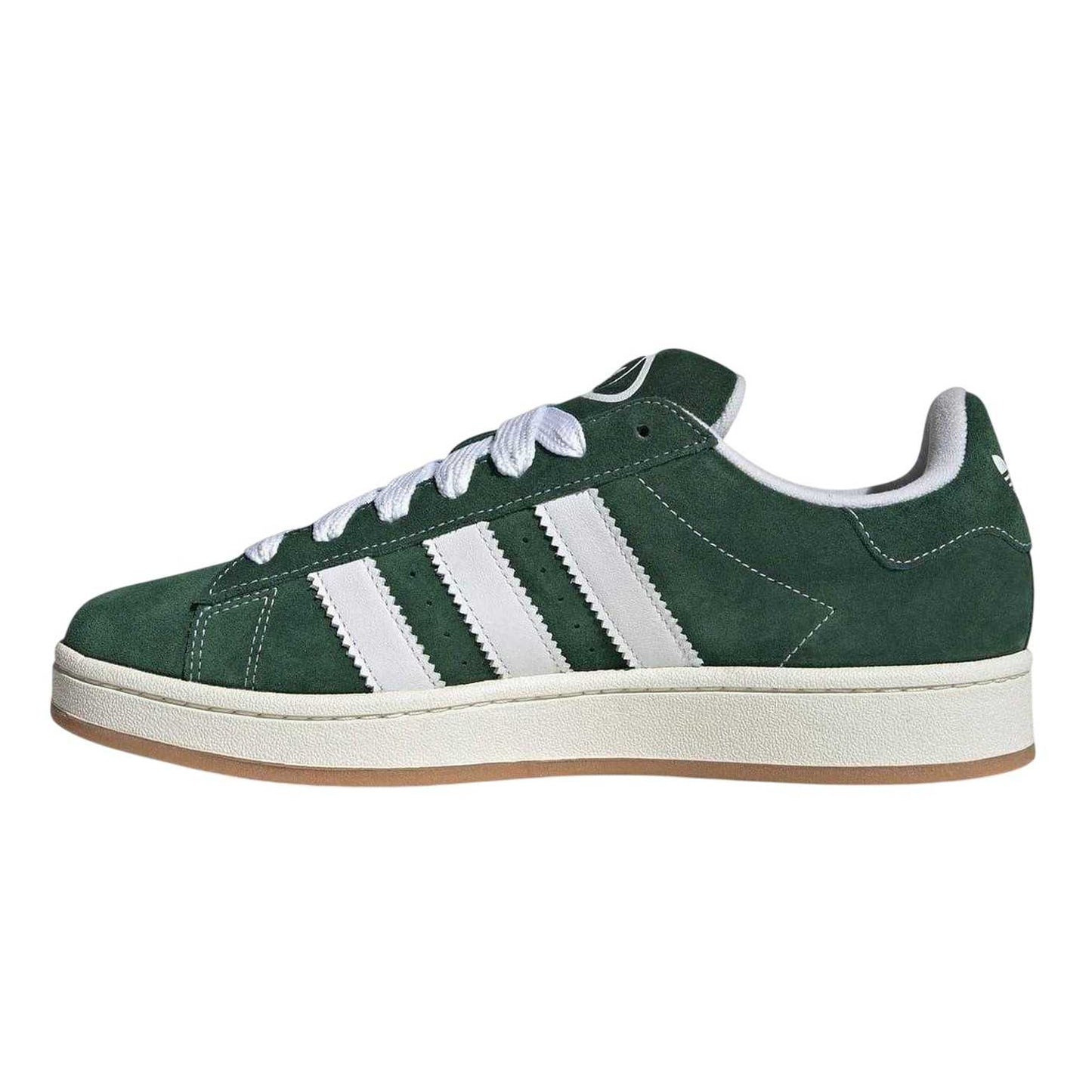 Dark Green-White - Side - Adidas Unisex Adult Campus 00s Leather Flat Trainers