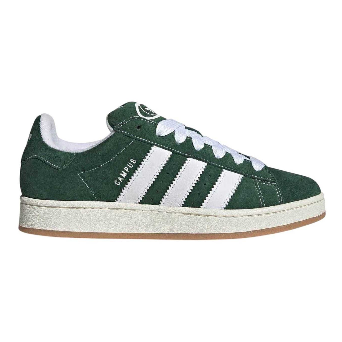 Dark Green-White - Front - Adidas Unisex Adult Campus 00s Leather Flat Trainers