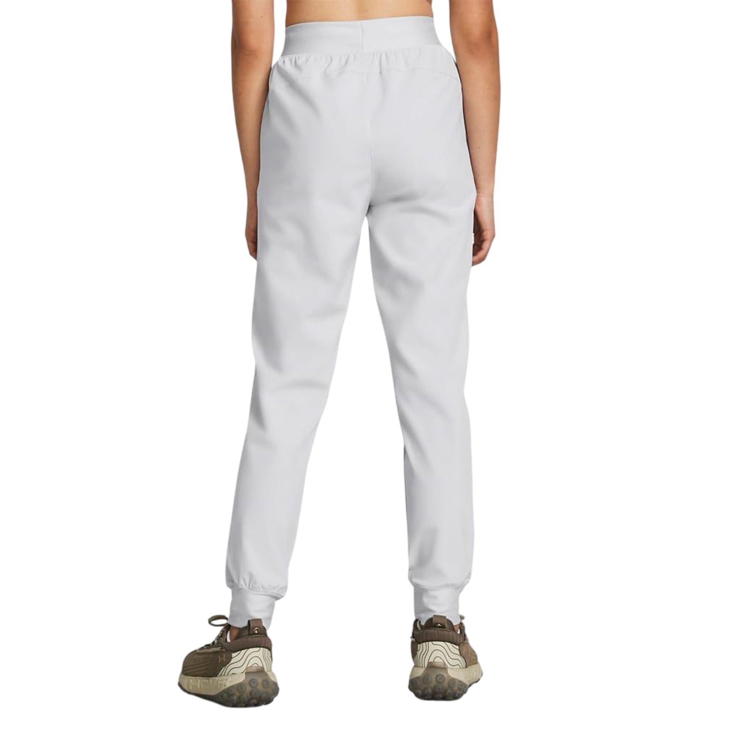 Grey - Back - Under Armour Womens-Ladies Rival Woven High Rise Trousers
