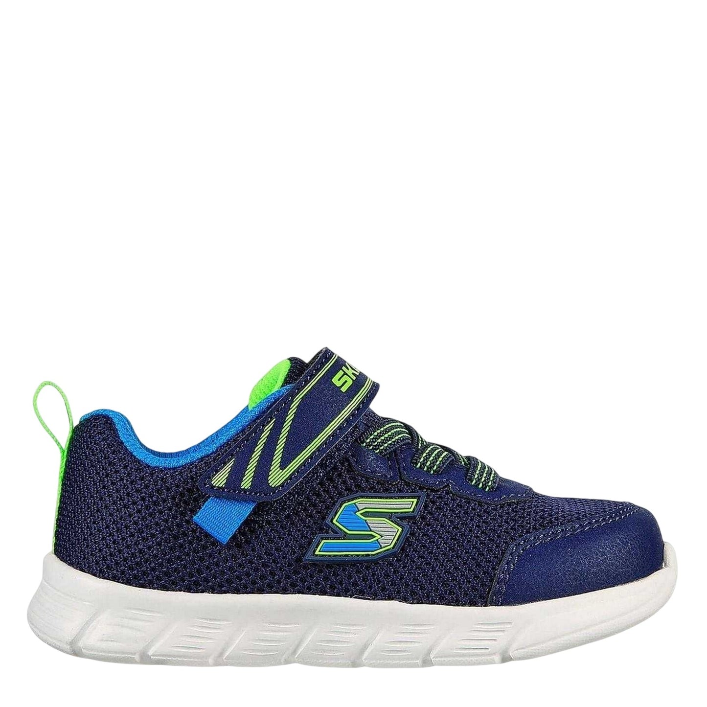 Navy-Lime - Back - Skechers Boys Comfy Flex Trainers