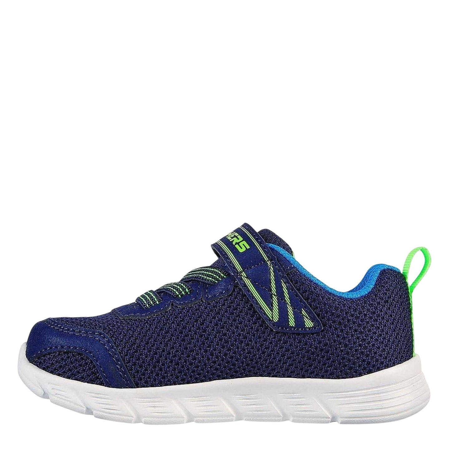 Navy-Lime - Side - Skechers Boys Comfy Flex Trainers