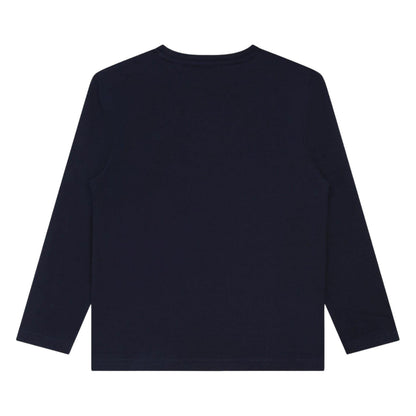 Navy - Back - Boss Boys Logo Long-Sleeved T-Shirt