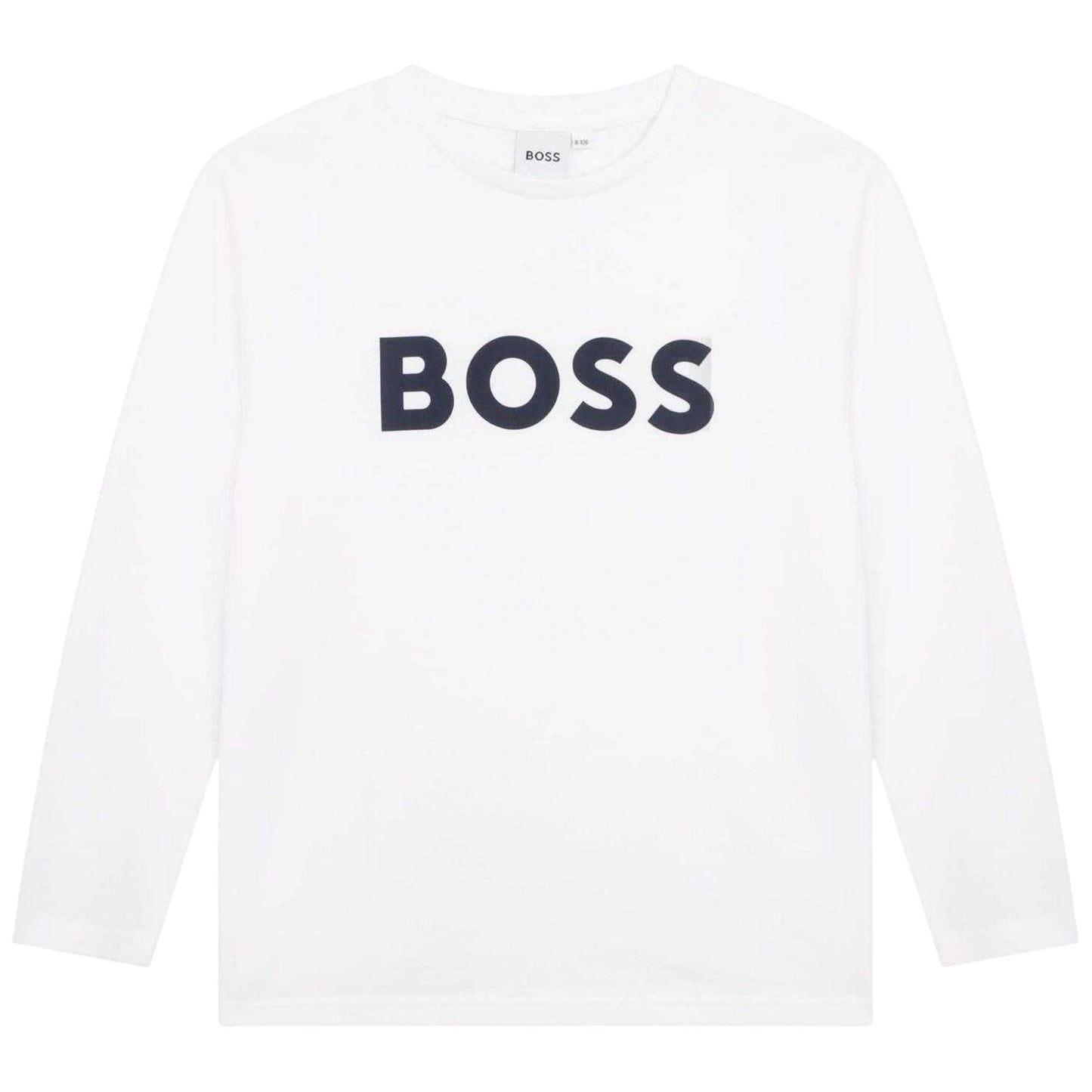 White - Front - Boss Boys Logo Long-Sleeved T-Shirt