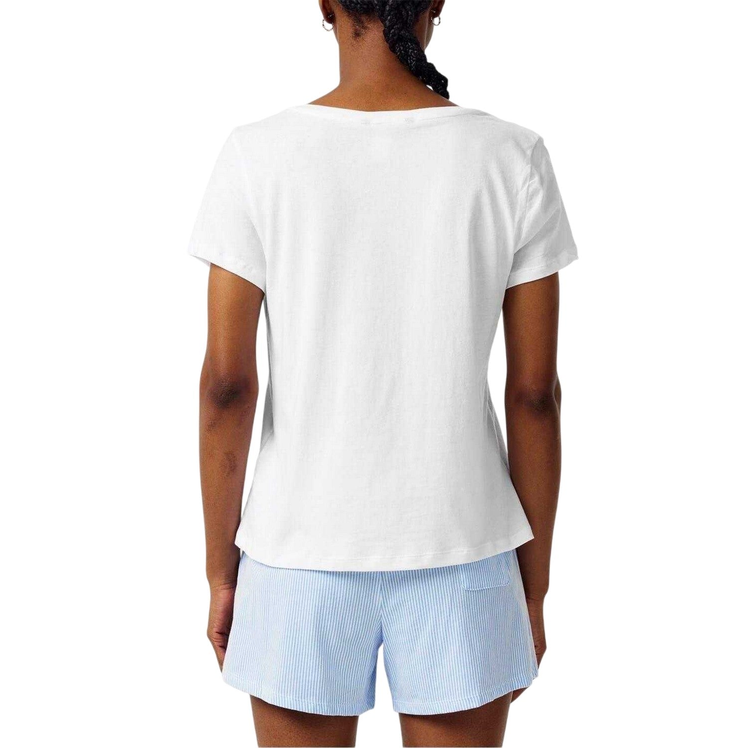 White - Back - Ralph Lauren Womens-Ladies Plain V Neck T-Shirt
