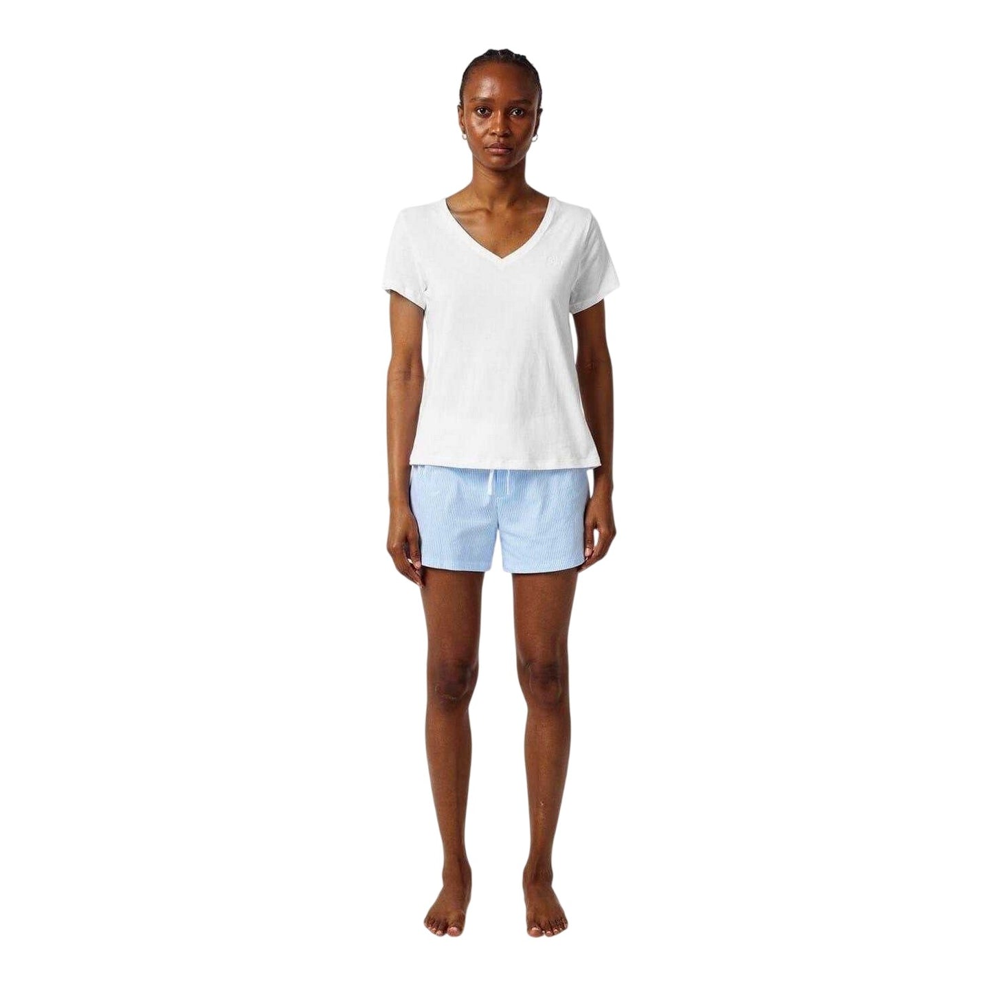 White - Side - Ralph Lauren Womens-Ladies Plain V Neck T-Shirt